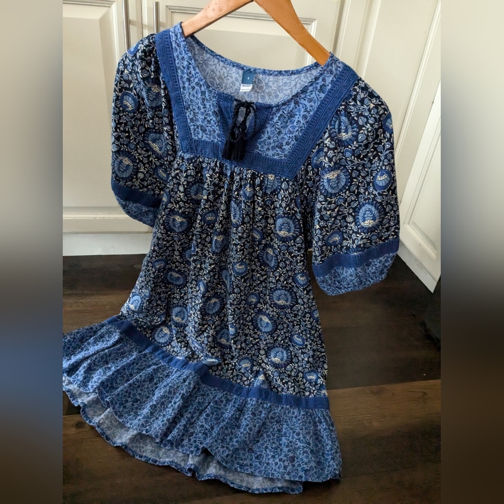 Gorgeous Bohemian Peasant Swing Dress Old Navy Small Like New Small Blue